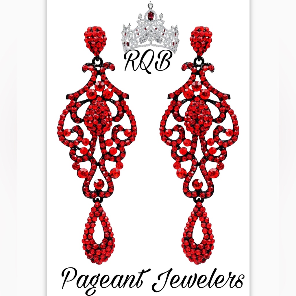 Red Crystal Pageant Earrings